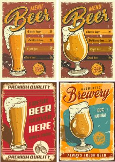 Retro Beer Posters 2 Free Vector