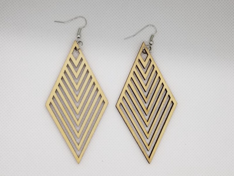 Laser Cut Diamond Shaped Earrings Free Vector Download - 3axis.co - 3D model önizlemesi