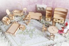 Doll Furniture Laser Cut 3D Puzzle Free Vector