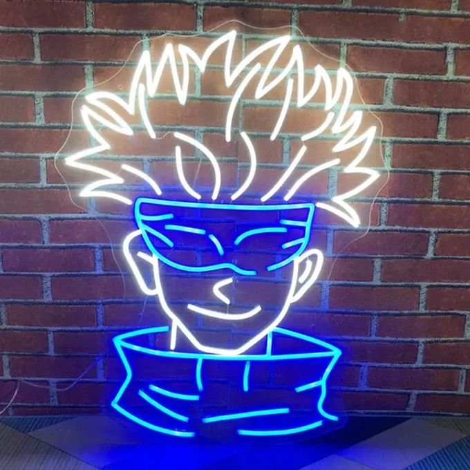 Laser Cut Anime Jujutsu Kaisen Gojo Satoru Neon Sign Free Vector ...