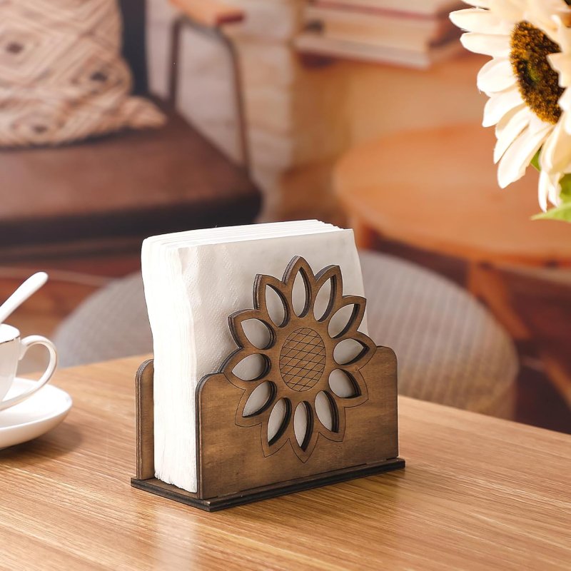 Laser Cut Sunflower Napkin Holder Farmhouse Napkin Dispenser Free Vector Download - 3axis.co - 3D model önizlemesi