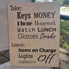 Laser Cut Front Door Reminder Sign SVG File