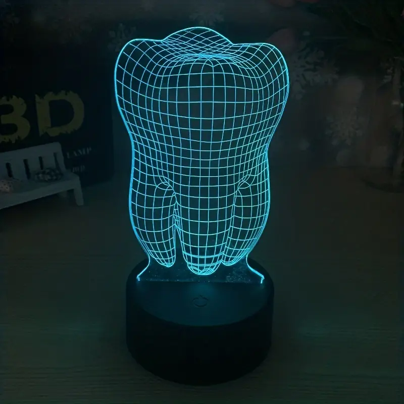Laser Cut Tooth Shape 3D Illusion Led Lamp Nightlight Free Vector