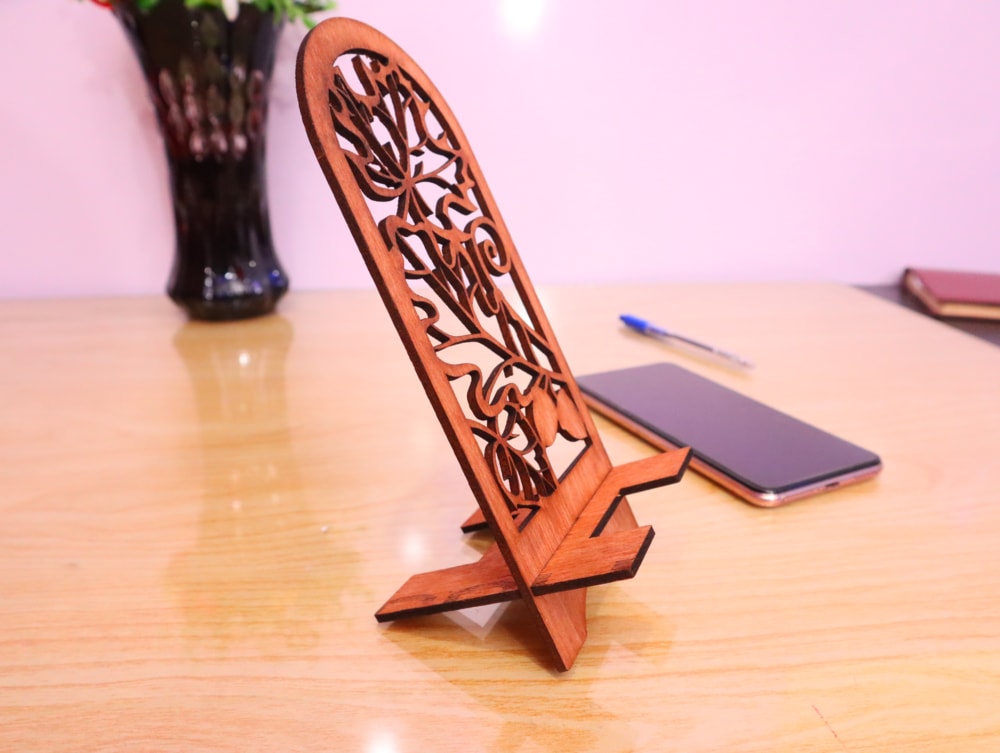 Laser Cut Fall Maple Leaf Phone Stand Free Vector