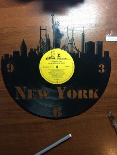 New York City Vinyl Record Wall Clock Laser Cut Template Free Vector