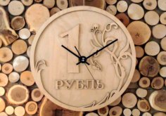 Laser Cut Ruble Wall Clock Free Vector