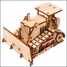 Laser Cut Wooden Bulldozer 3D Model Kit Free Vector