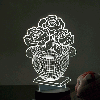 Laser Cut Flower Vase 3D Acrylic Lamp Free Vector