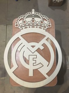 Laser Cut Real Madrid Logo Wooden Sports Logo Free Vector