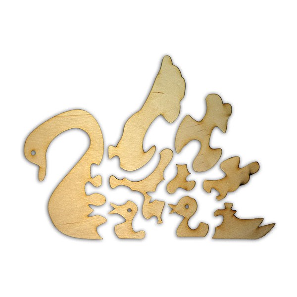 Laser Cut Blank Wooden Puzzle Swan Free Vector