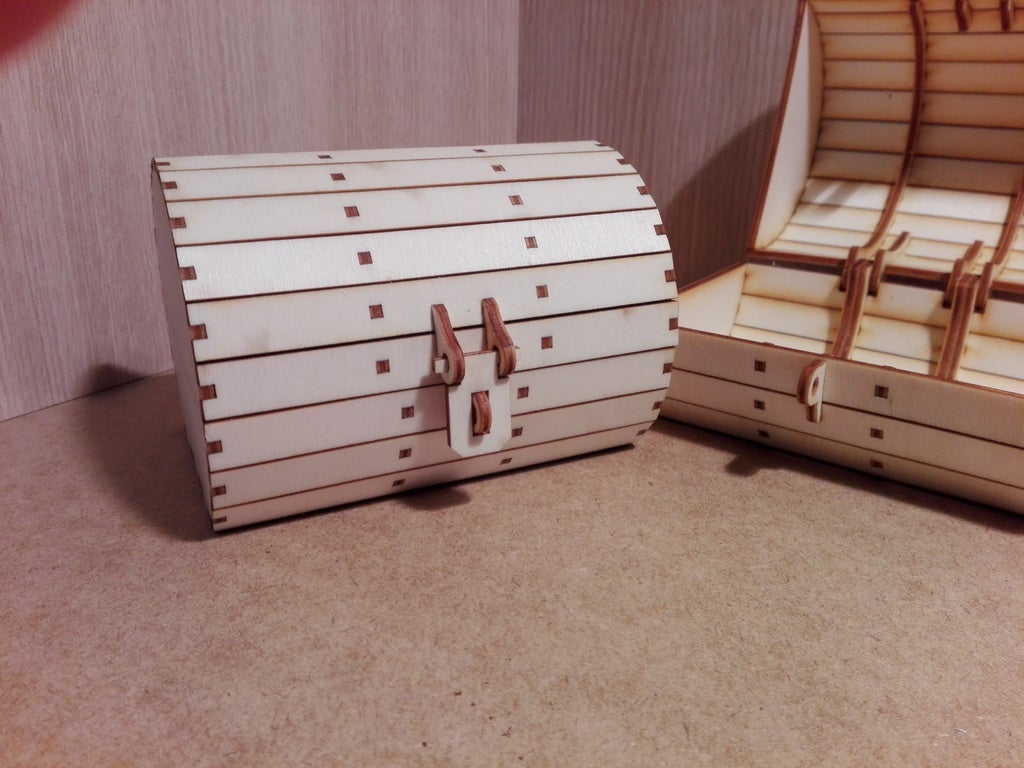 Laser Cut Barrel Box 3mm Plywood DXF File