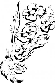 Black White Flower Floral Design Free Vector