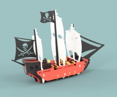 Pirate Ship Vector file for laser cutting CNC Free Vector