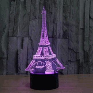 Eiffel Tower Decor 3D LED Night Light Free Vector