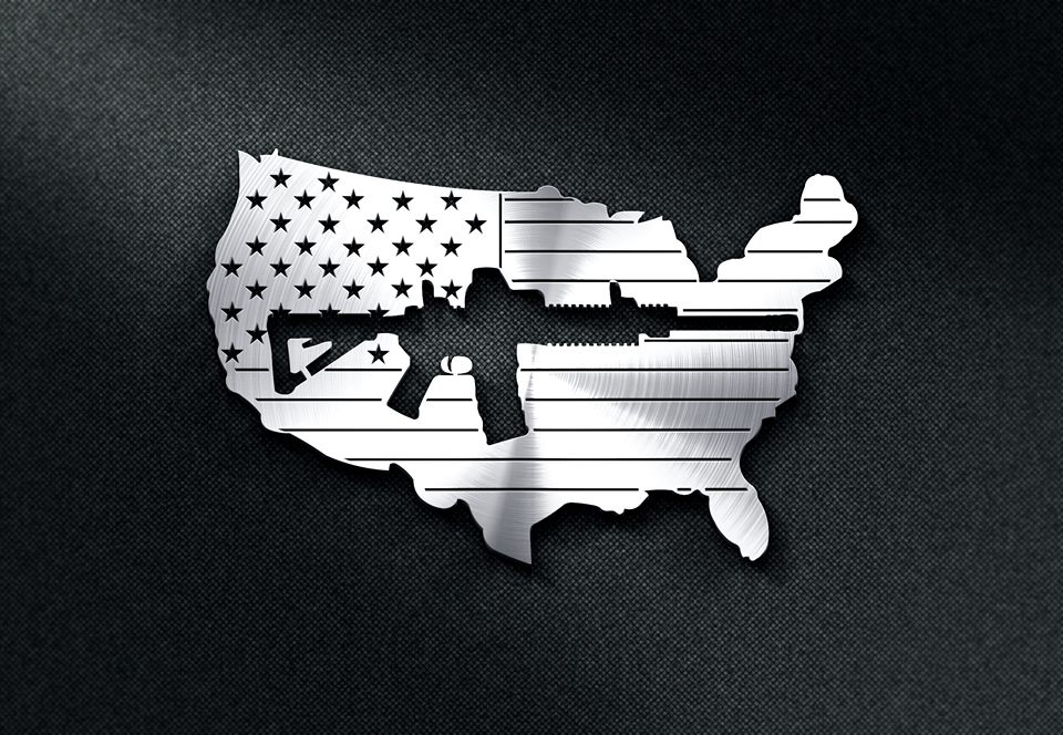 US Flag with a Gun Cut out DXF File Free Download - 3axis.co