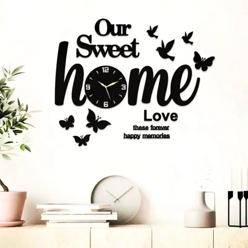 Laser Cut Our Sweet Home Wall Clock Free Vector Download - 3axis.co - 3D model önizlemesi