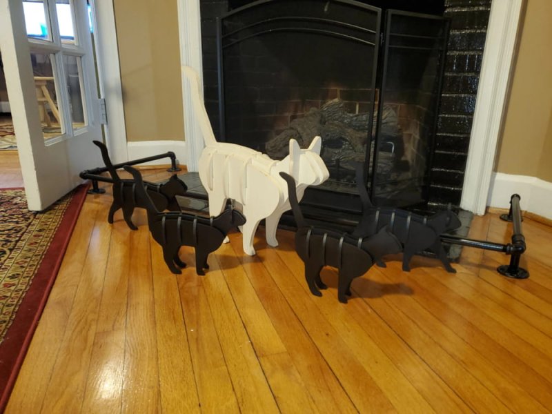 Laser Cut Cat 3D Wooden Puzzle SVG File Free Download - 3axis.co - 3D model önizlemesi