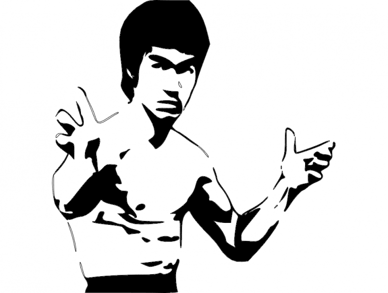 bruce lee black and white stencil