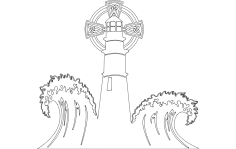 Lighthouse with Waves dxf File