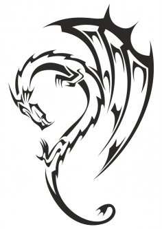 Dragon Tribal Tattoo Vector Free Vector