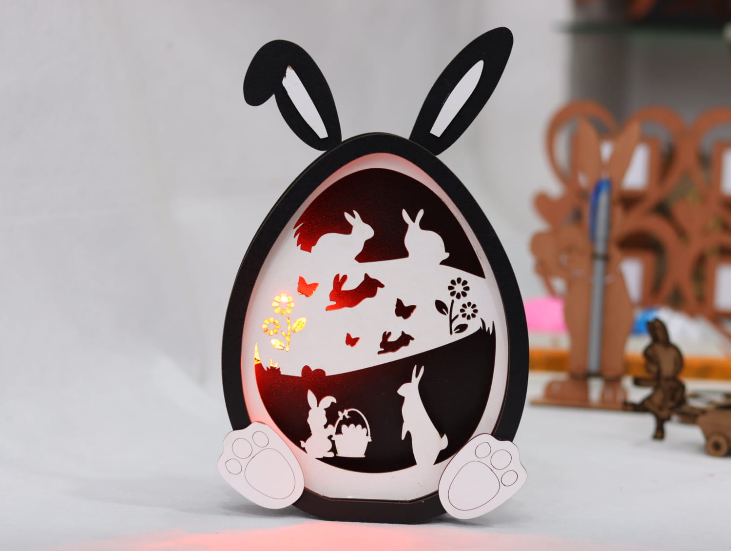 Laser Cut Easter Bunny Lamp Layered 3mm SVG DXF CDR AI PDF Free Download - 3axis.co - 3D model önizlemesi