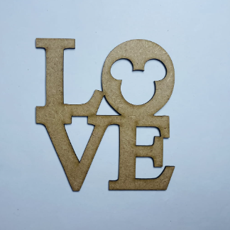Laser Cut Love Mickey Mouse Wood Cutout Shape Free Vector