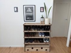 Laser Cut Wooden Shoe Rack SVG File