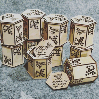 Laser Cut Honey Jar Hexagon Wooden Gift Box Free Vector