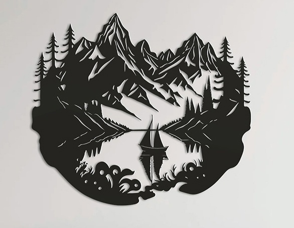 Laser Cut Wall Decor DXF File Free Download - 3axis.co - 3D model önizlemesi