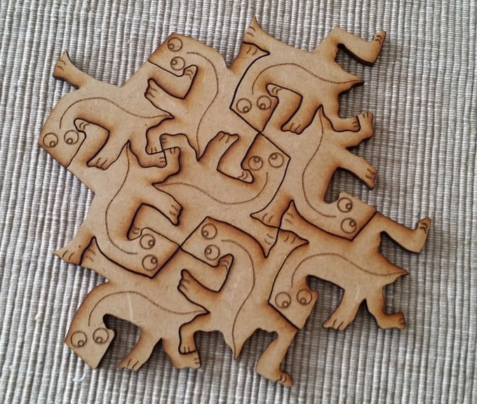 Laser Cut Escher Lizards Geckos Free Vector cdr Download - 3axis.co - 3D model önizlemesi