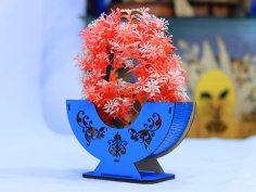 Laser Cut Wood Flower Basket Flower Stand Free Vector