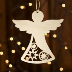 Laser Cut Wooden Angel Christmas Ornament Free Vector