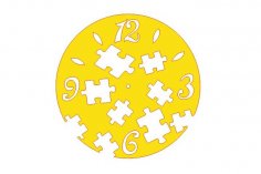 Laser Cut Kids Room Wall Clock with Puzzle Template Free Vector