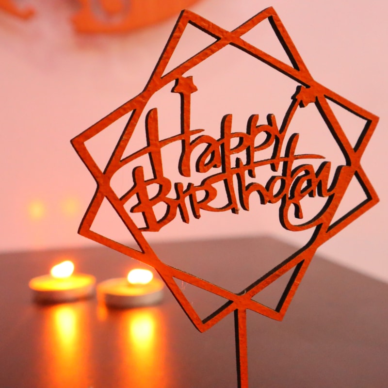 Laser Cut Happy Birthday Cake Topper DXF File