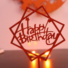 Laser Cut Happy Birthday Cake Topper DXF File