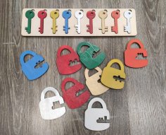 Laser Cut Lock And Key Toy Kids Learning Locks Free Vector