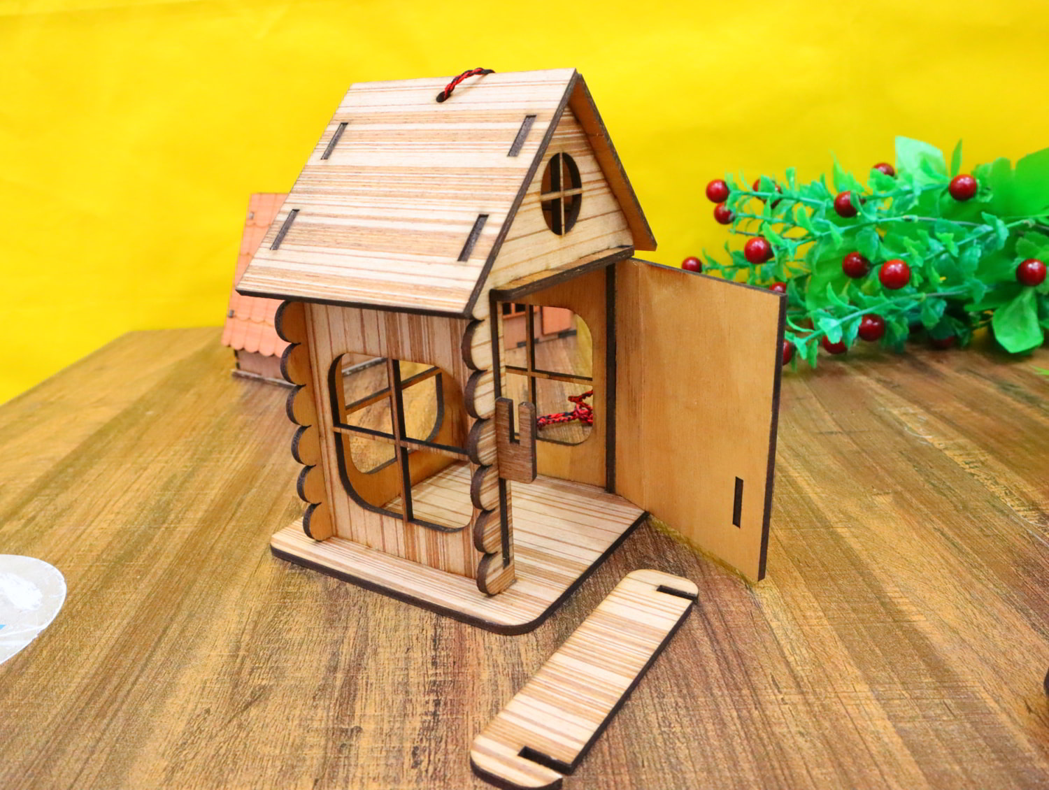 Laser Cut Wooden House Miniature Log Cabin 3mm Free Vector