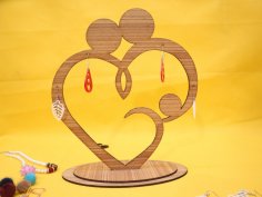 Laser Cut Family Heart Earring Stand 3mm Free Vector