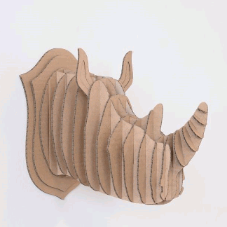 Laser Cut Rhino Head Wall Mount Decor DXF File