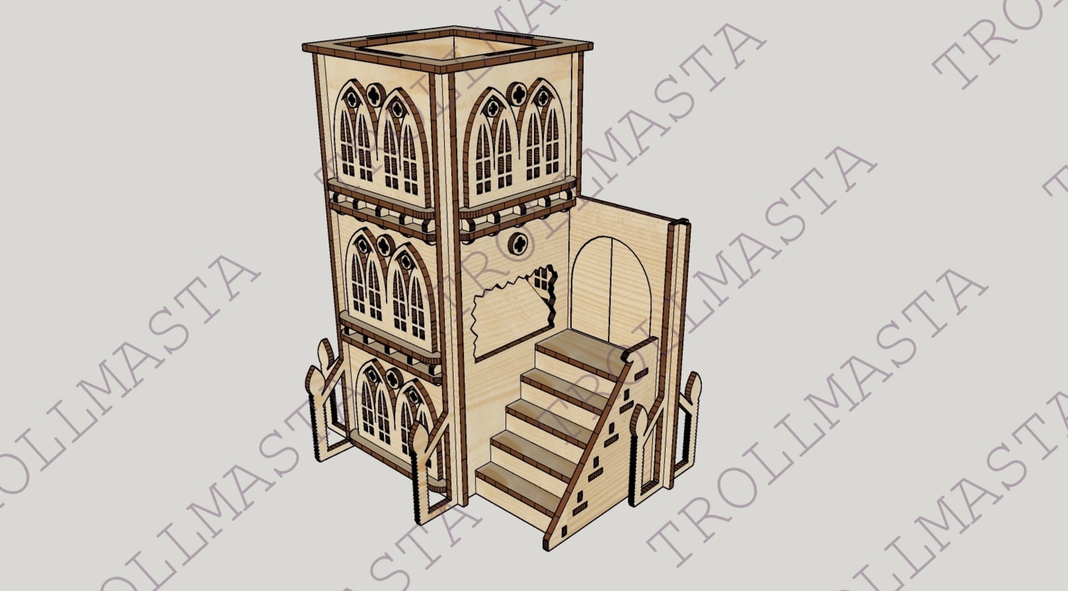 Laser Cut Gothic Style 3D Puzzle Free Vector