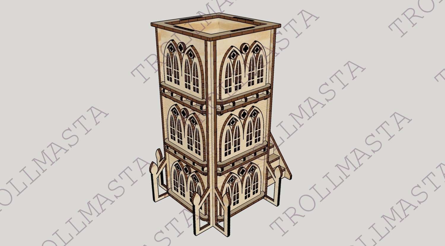 Laser Cut Gothic Style 3D Puzzle Free Vector