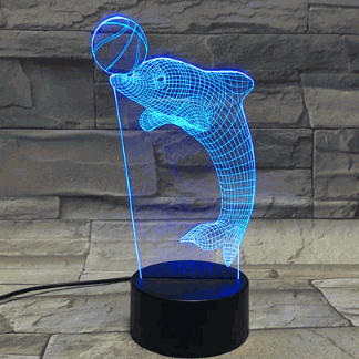 Laser Cut Dolphin 3D Acrylic Lamp Free Vector