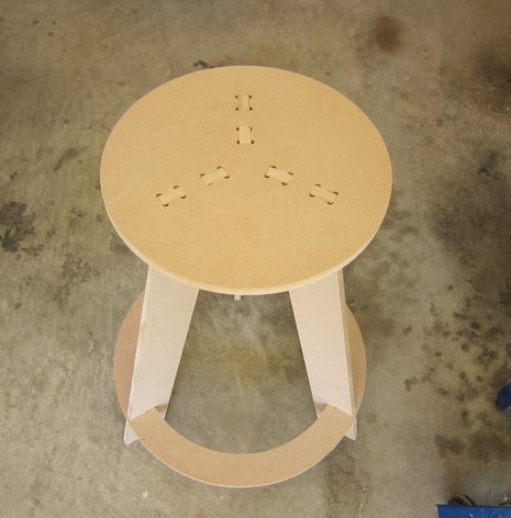 Laser Cut Wooden Stool With Round Seat DXF File