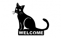 Cat Welcome dxf File