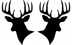 Two Deer Heads Silhouette dxf File