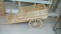 Laser-Cut Carriage Wooden Toy Free Vector