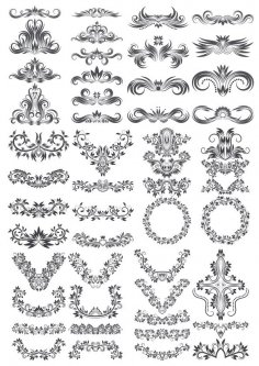Floral Decor Elements Collection Free Vector