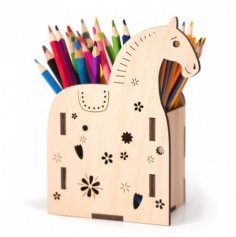 Laser Cut Horse Pen Holder Plywood Template Free Vector