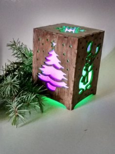 Laser Cut Christmas Night Light Box Lamp Template Free Vector