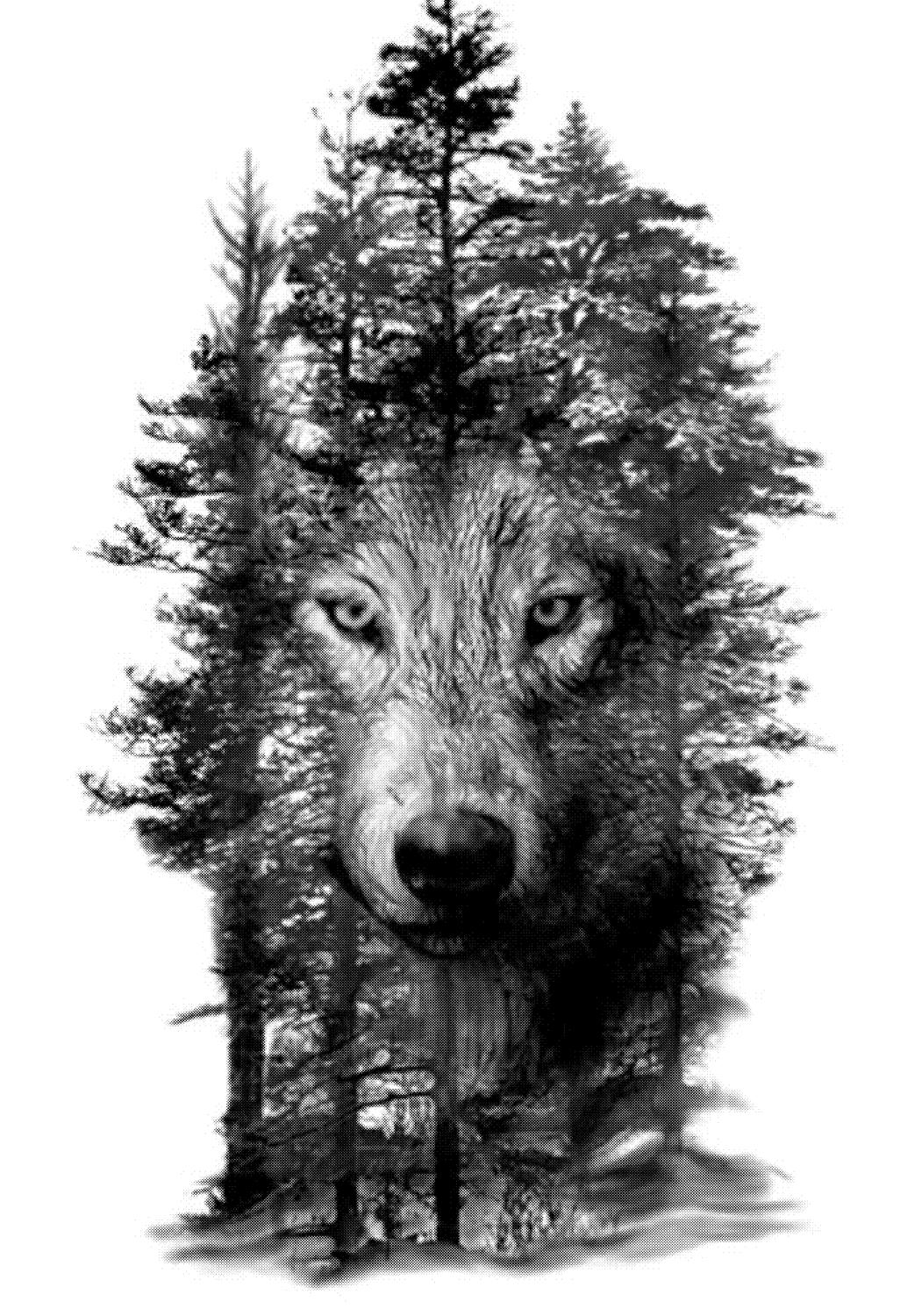 Wolf in Trees Laser Engraving Template Bitmap (.bmp) format file free